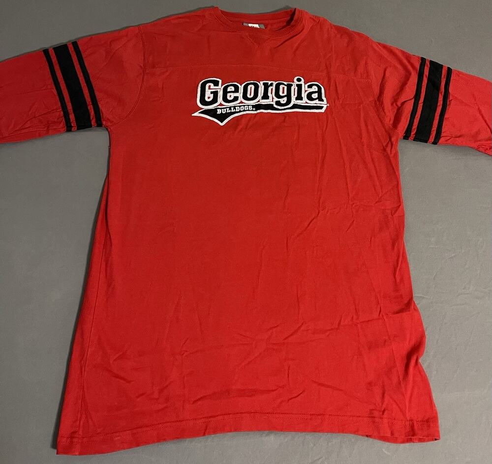 Georgia Bulldogs J. America Long Sleeve Shirt 2XL Red Black Stripes Excellent